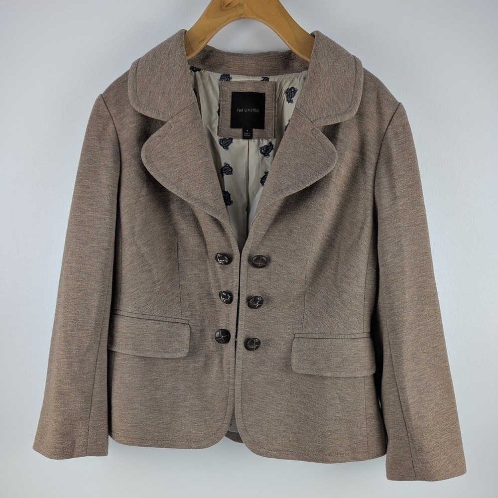 The Limited Tan Heathered Double Breasted Blazer Paisley Lining Small